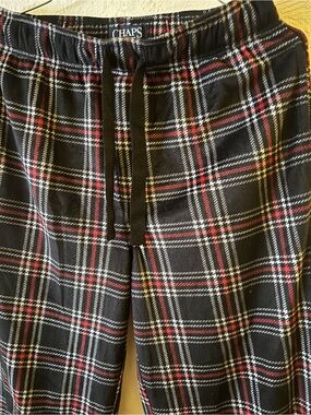 Chaps Black Red White Plaid Drawstring Pants